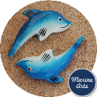 8026-P8 - Painted Wood Blue Dolphins - 4 Pack